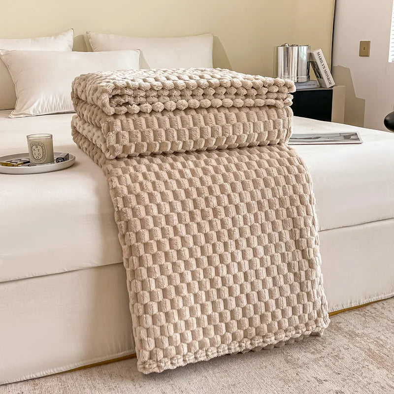 Bright yellow plaid velvet checkered throw blanket ultra-soft cozy cover for sofa bed adults pets