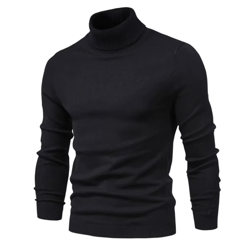 Men's slim fit cashmere turtleneck rib knit sweater in neutral tone, 90% cashmere luxury warmth