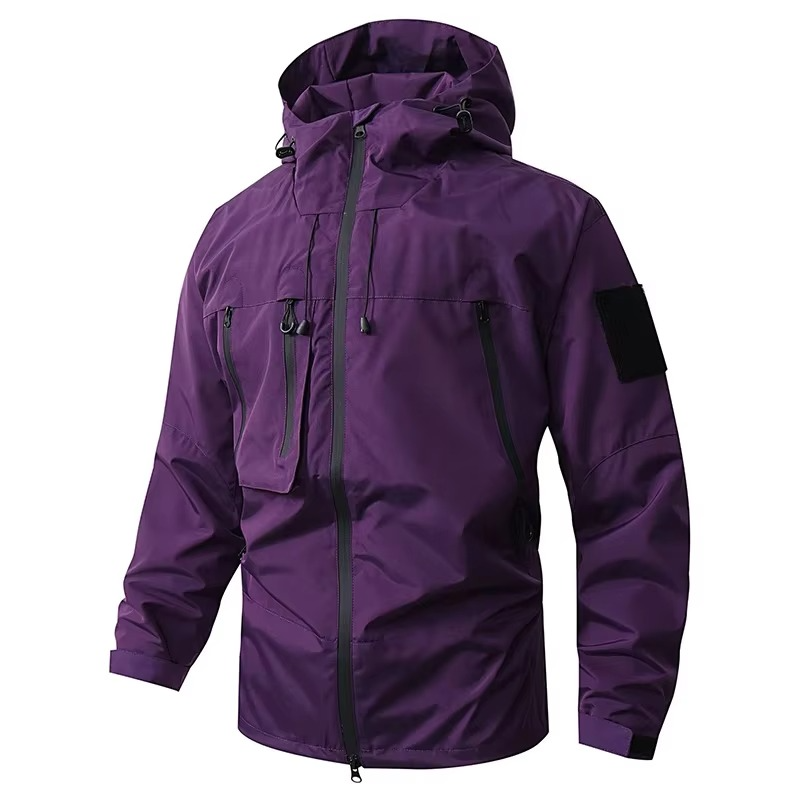 Unisex waterproof windbreaker jacket streamlined silhouette lightweight all-weather outdoor layer