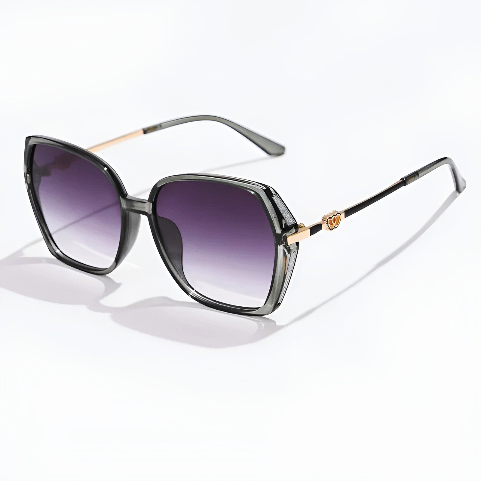 Oversized gradient sunglasses metal frames bold fashion-forward silhouette UV protection tinted lenses