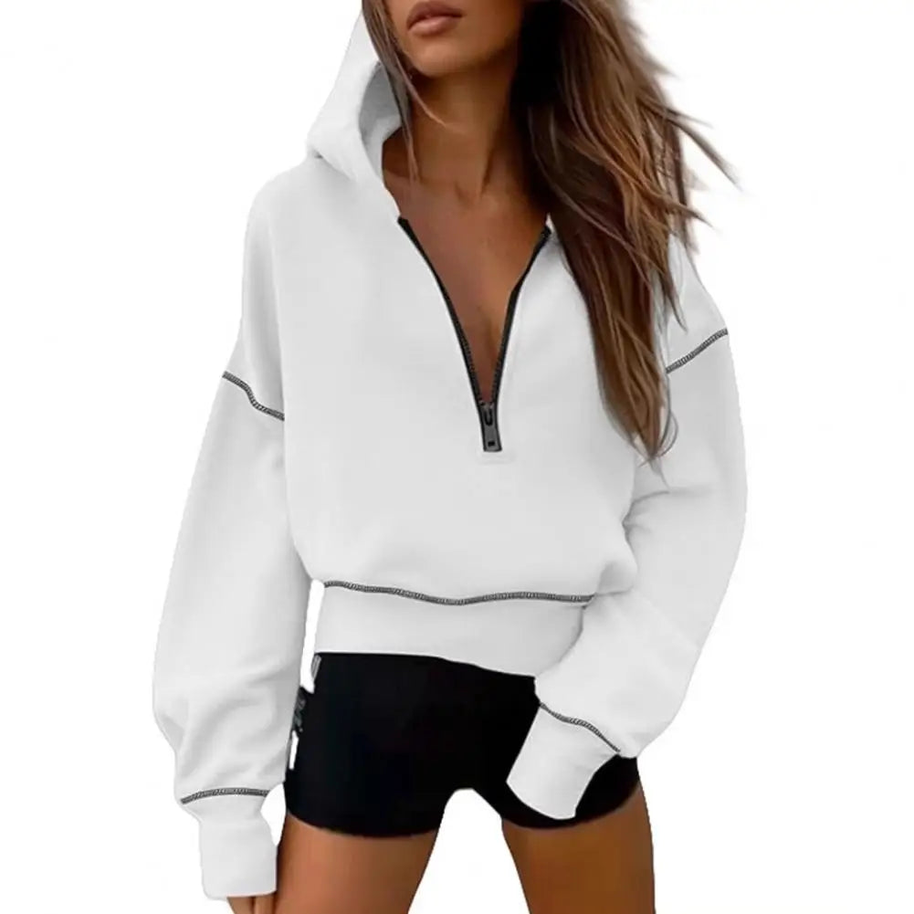 Women's lightweight cotton blend zip-up hoodie with cozy hood, casual fit, and front zipper closure
