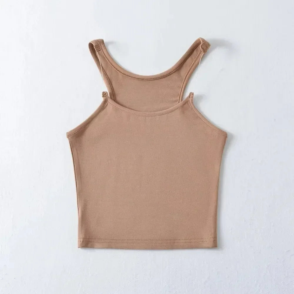 Women's nude invisible tank top slim fit with hidden shoulder straps soft breathable layering essential