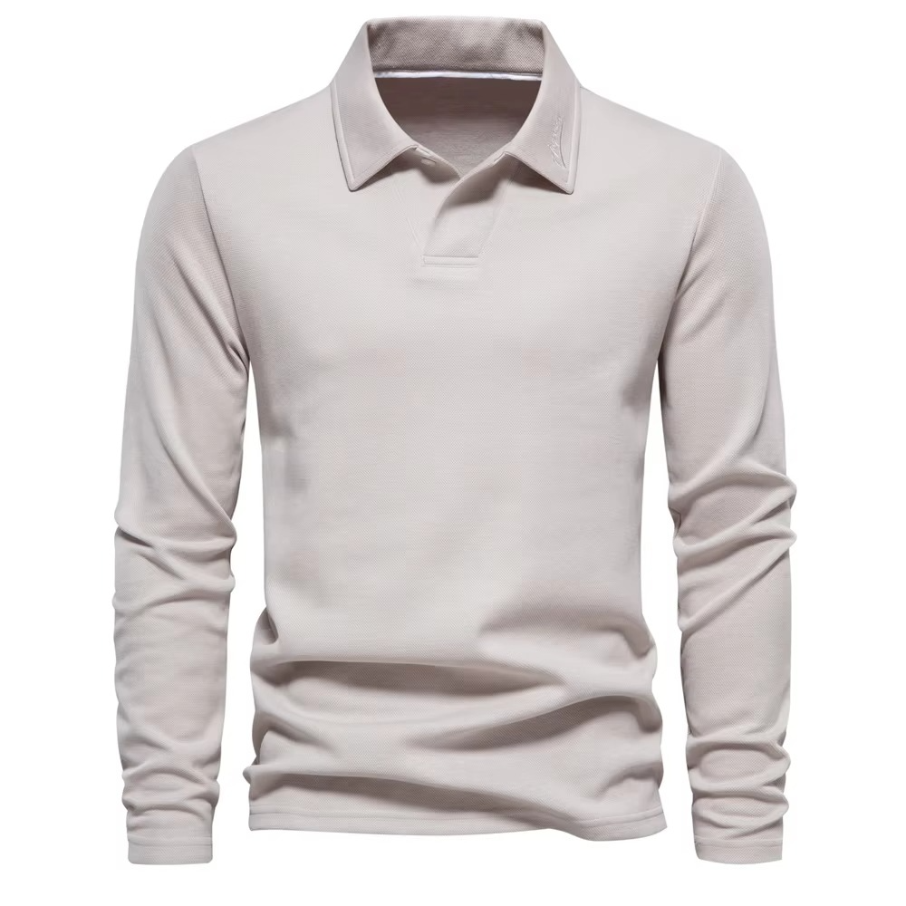 Men's embroidered polo shirt turn-down collar polished casual golf style subtle luxury detailing