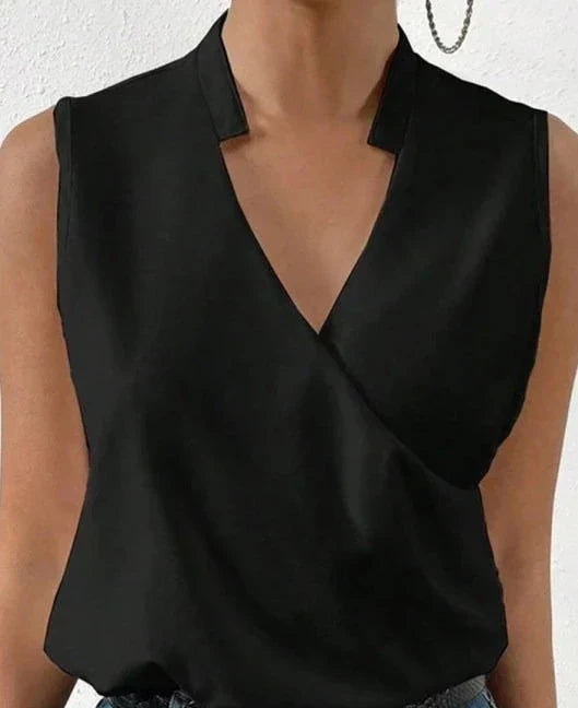 Women's elegant sleeveless top soft premium fabric flattering silhouette versatile office to night out