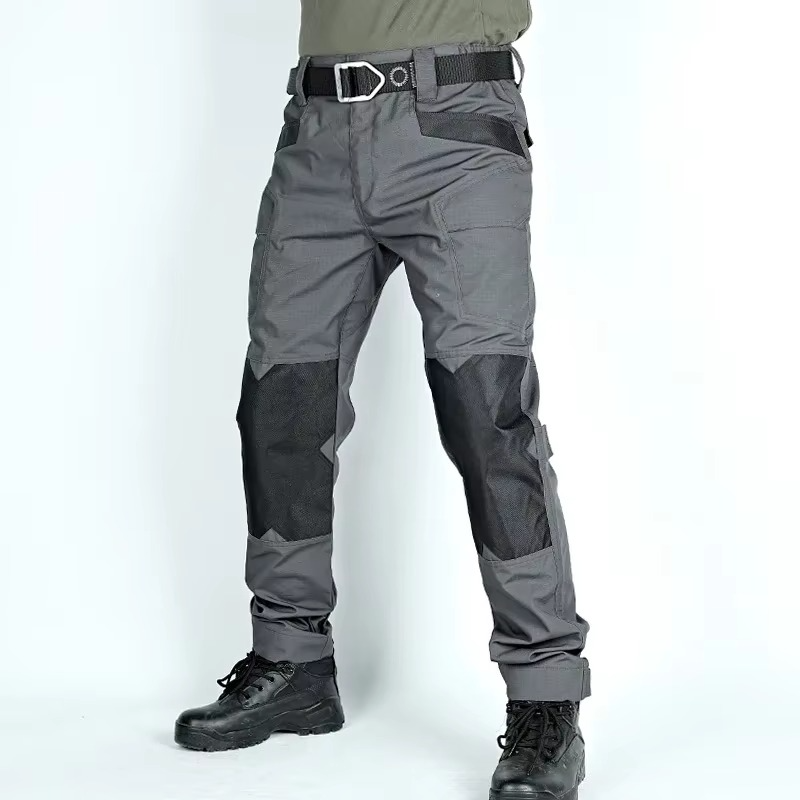Men's olive tactical cargo pants with waterproof fabric, multi-pocket design, and durable wear-resistant fit