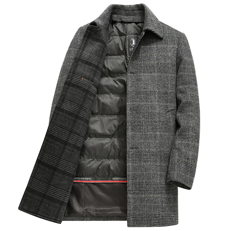 Martelli wool-blend plaid trench coat neutral gray mid-length silhouette for city professionals