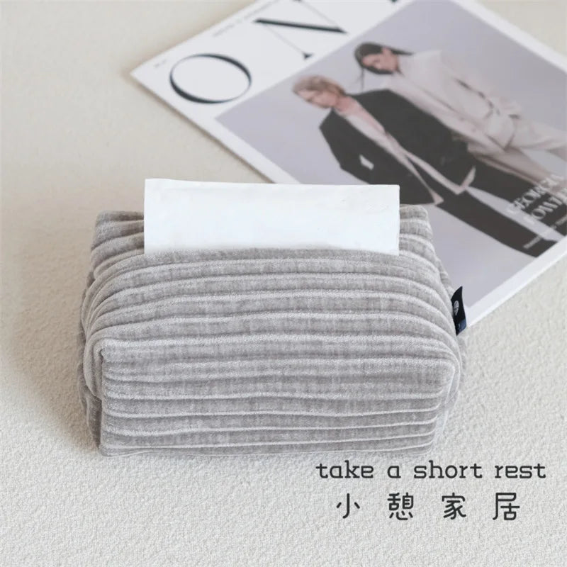 UrbannVibe jacquard corduroy tissue box cover with plush textural nap for living rooms and bedrooms