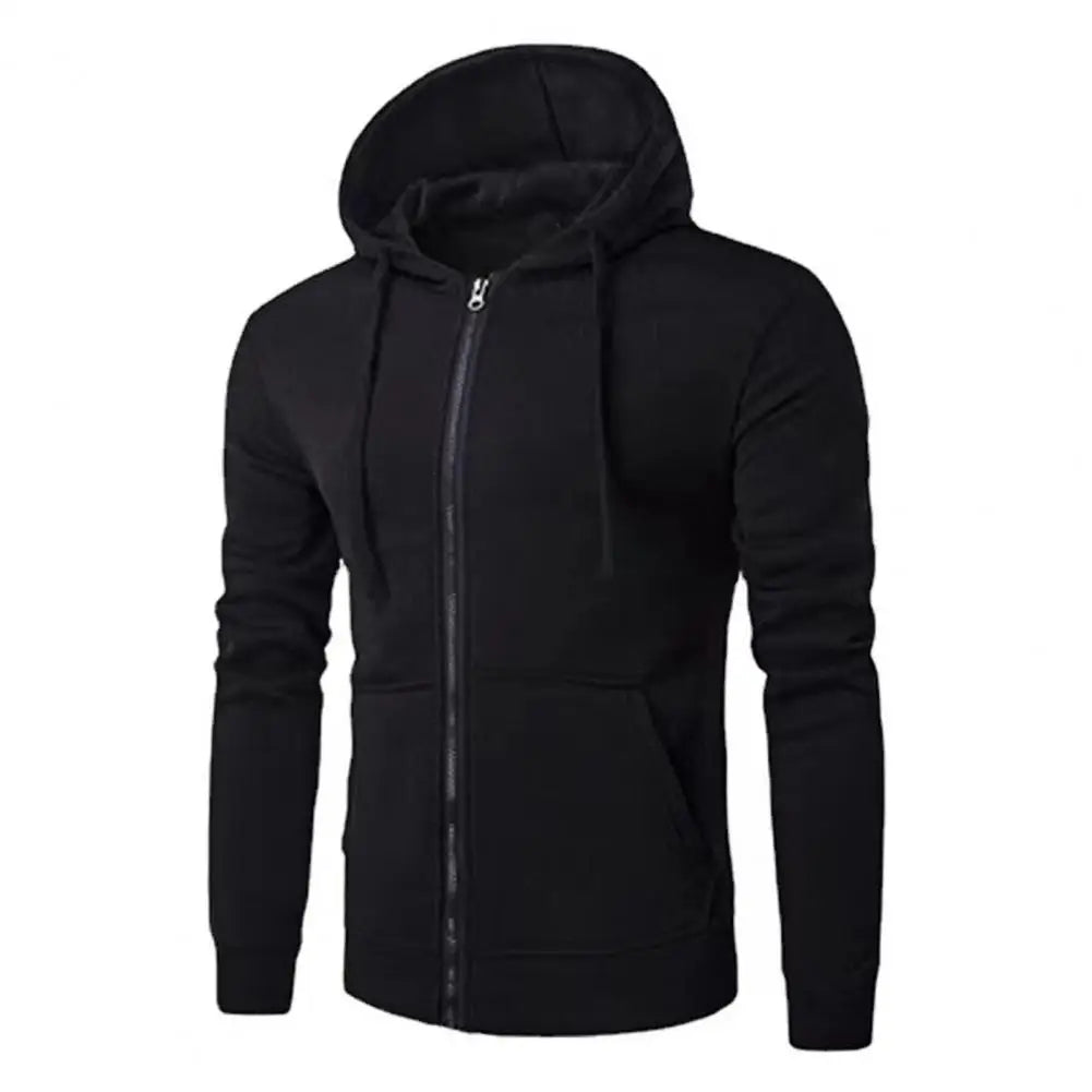 Men's classic grey zip-up street hoodie with full-length zipper for urban everyday comfort