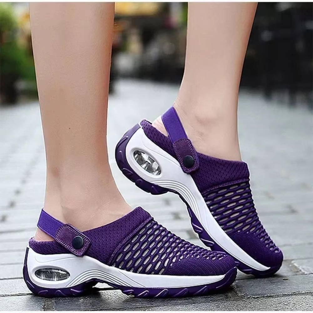 Women's breathable mesh orthopedic clogs with built-in arch support, lightweight walking sandals