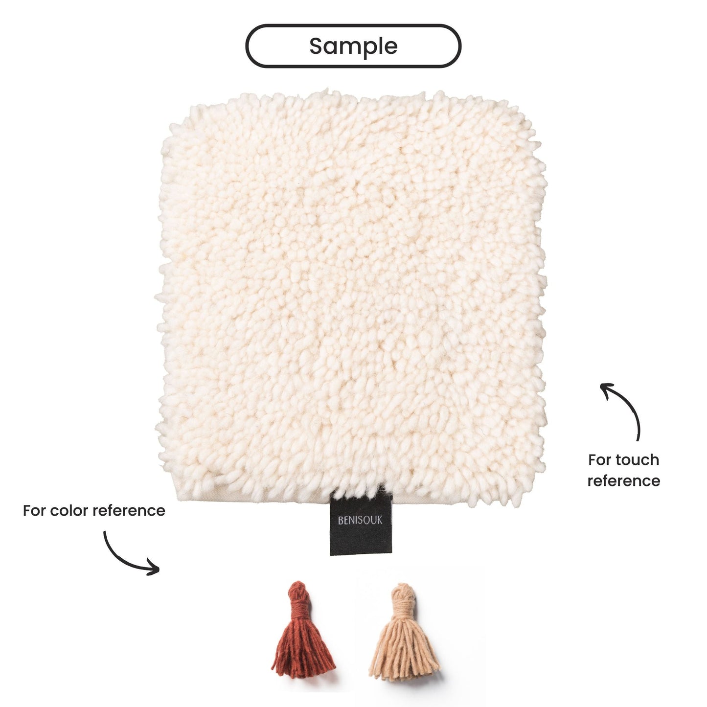 Handwoven Moroccan shag rug ivory wool Beni Ourain pattern artisanal boho home decor