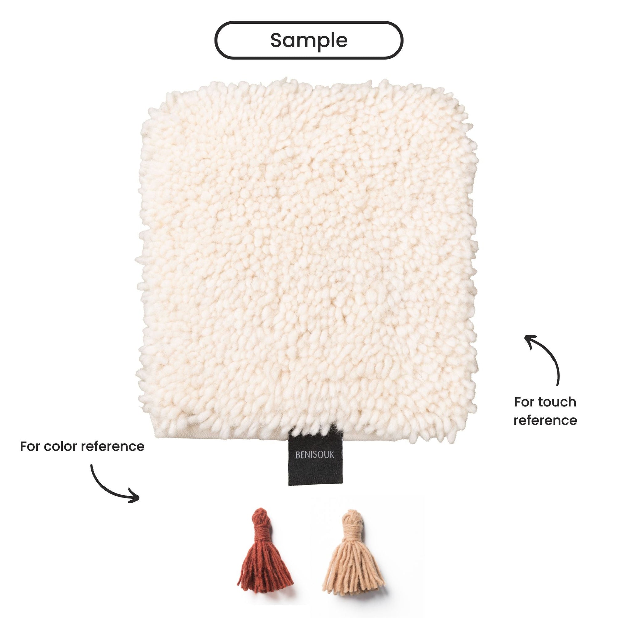 Handwoven Moroccan shag rug ivory wool Beni Ourain pattern artisanal boho home decor