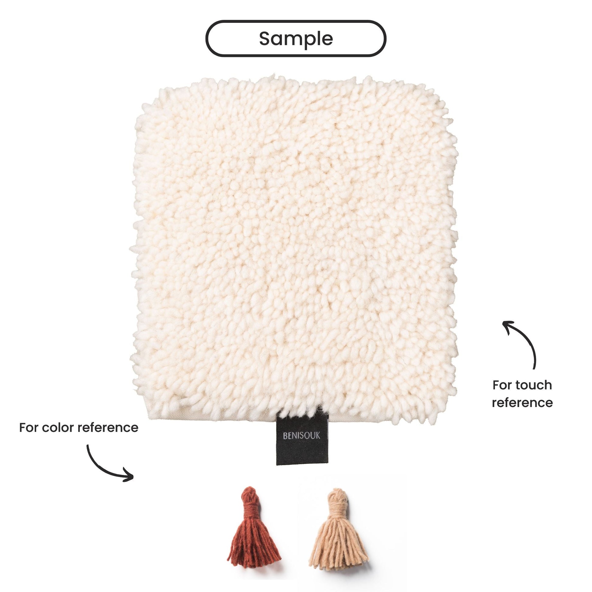 Handmade round shag Moroccan rug 100% natural wool Beni Ourain custom home decor ivory