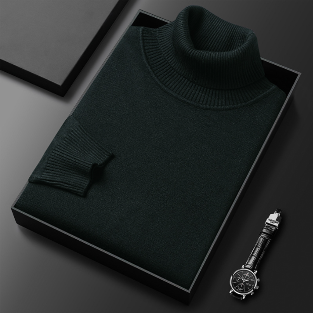 Logan unisex cashmere-cotton turtleneck sweater, warm luxury knit in timeless silhouette