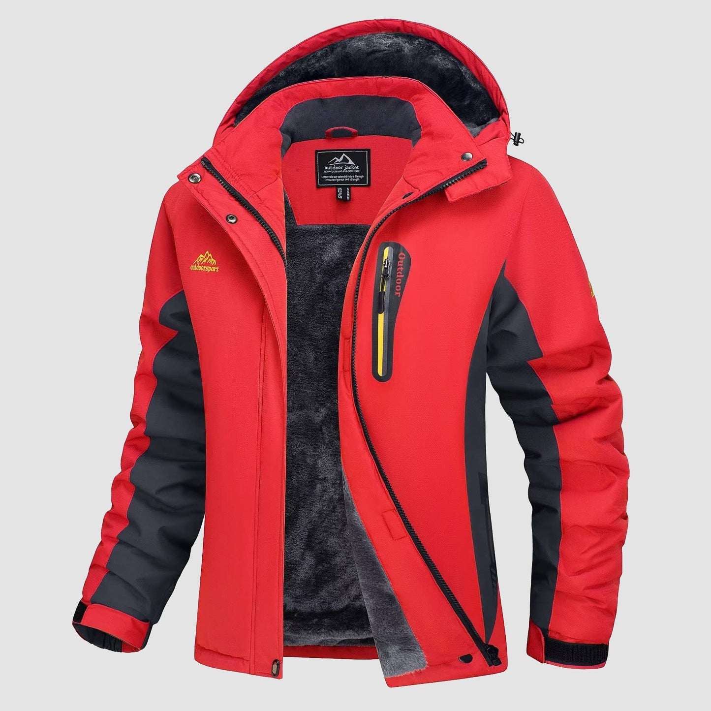 Women's waterproof fleece-lined ski jacket with adjustable hood for insulated winter adventures