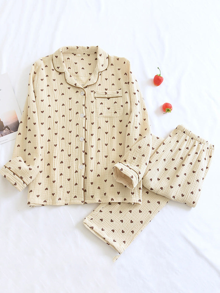 Claire women's teddy bear print pajama set, soft cozy two-piece nightwear with playful pattern