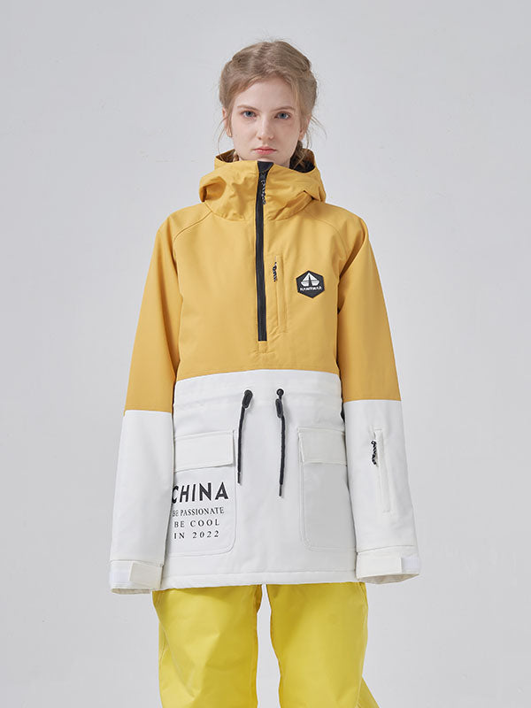 Women's colorblock winter parka waterproof insulated snow jacket with adjustable hood multiple pockets