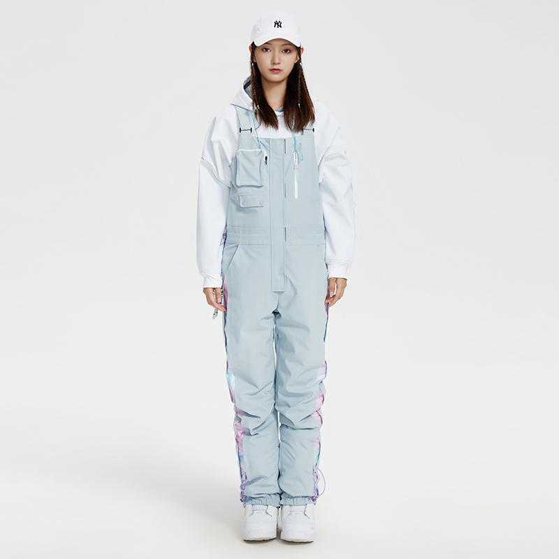 Women's ski bibs waterproof breathable snow pants with adjustable suspenders and integrated gaiters
