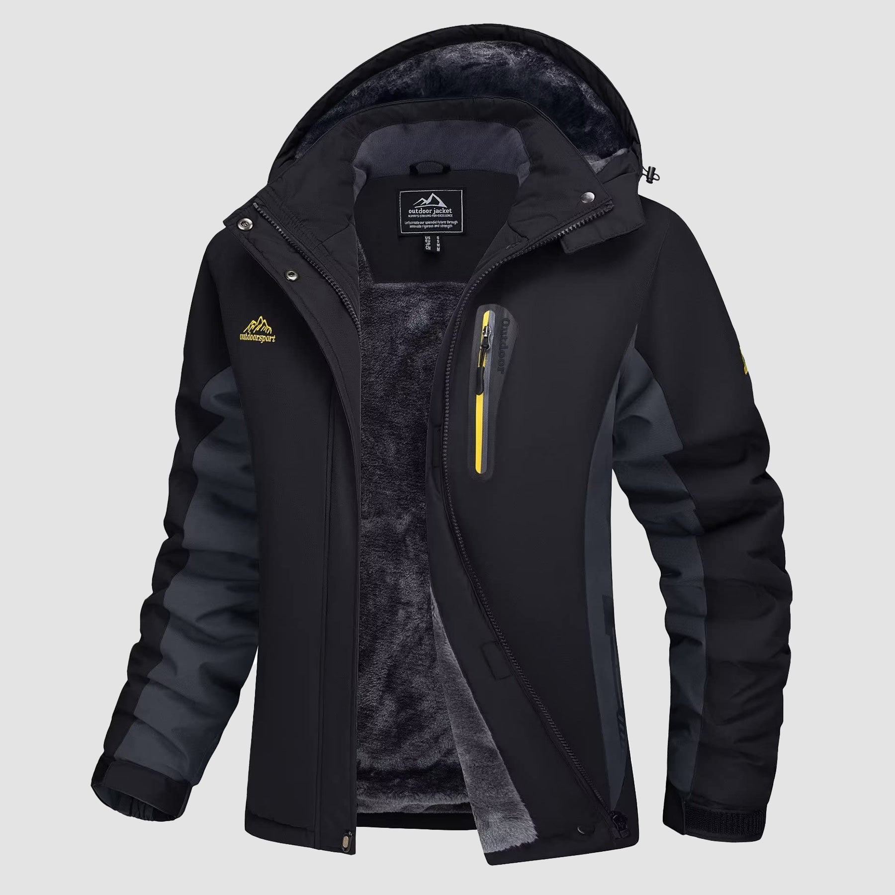 Women's waterproof fleece-lined ski jacket with adjustable hood for insulated cold-weather protection