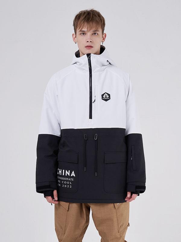 Men's RAWRWAR colorblock winter parka waterproof insulated jacket with adjustable hood in bold color panels