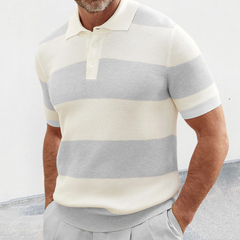 Men's breathable mesh summer shirt with notched collar, lightweight slim fit for warm weather
