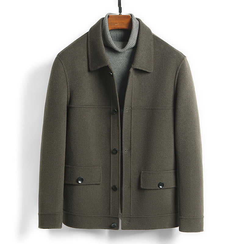 Men's collared regular fit wool jacket, classic smart casual style with timeless refined collar detail