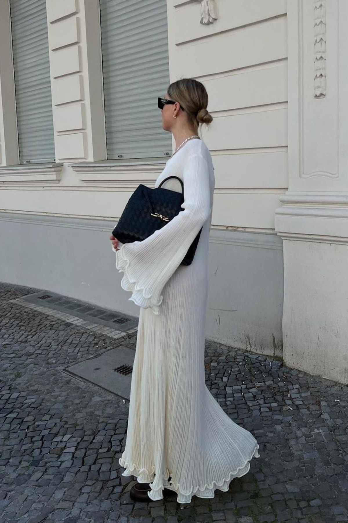 Ribbed maxi dress long sleeve relaxed fit soft textured knit everyday elegant women's style