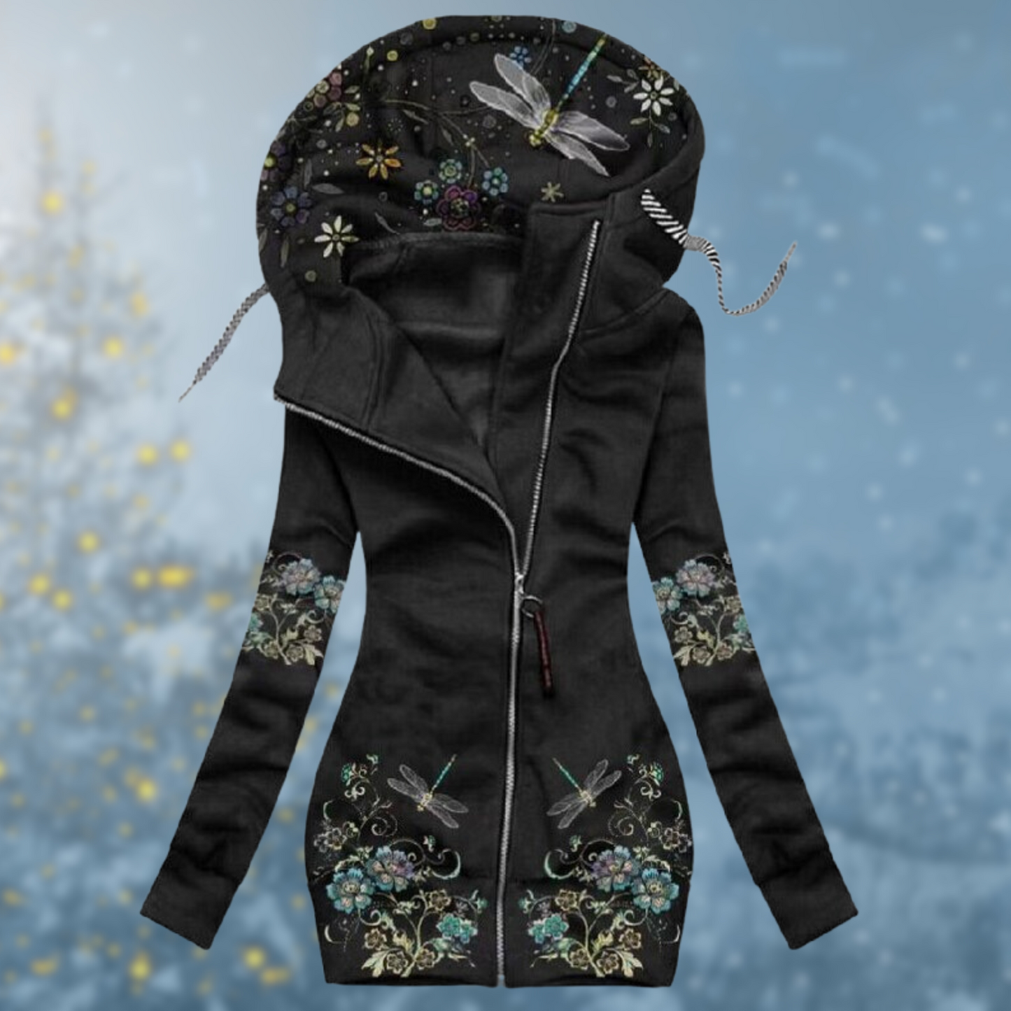 Women's waterproof winter sweater with adjustable hood, cozy weather-ready layering piece