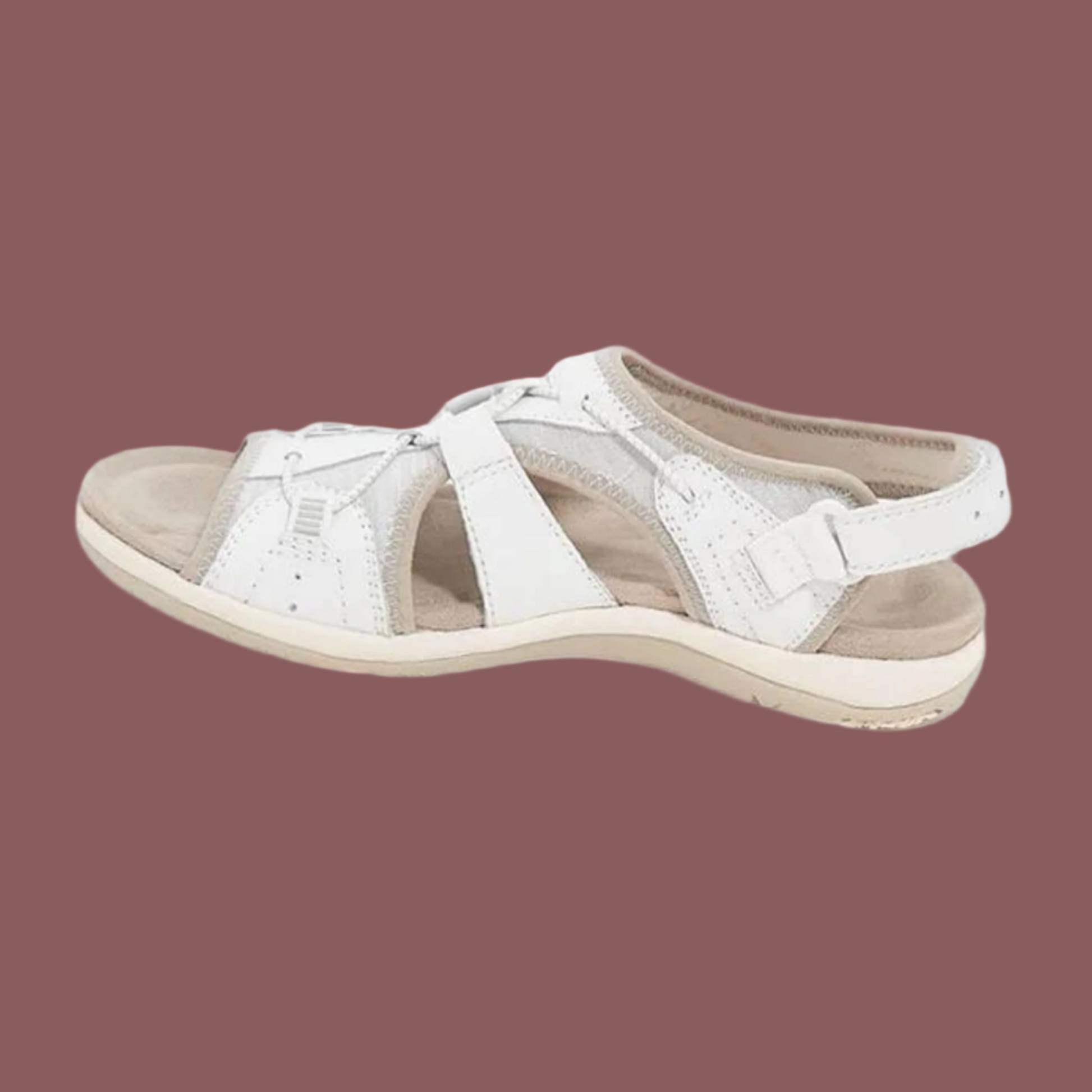 Women's open-toe sandals with adjustable PU leather straps, lightweight supportive sole for all-day comfort