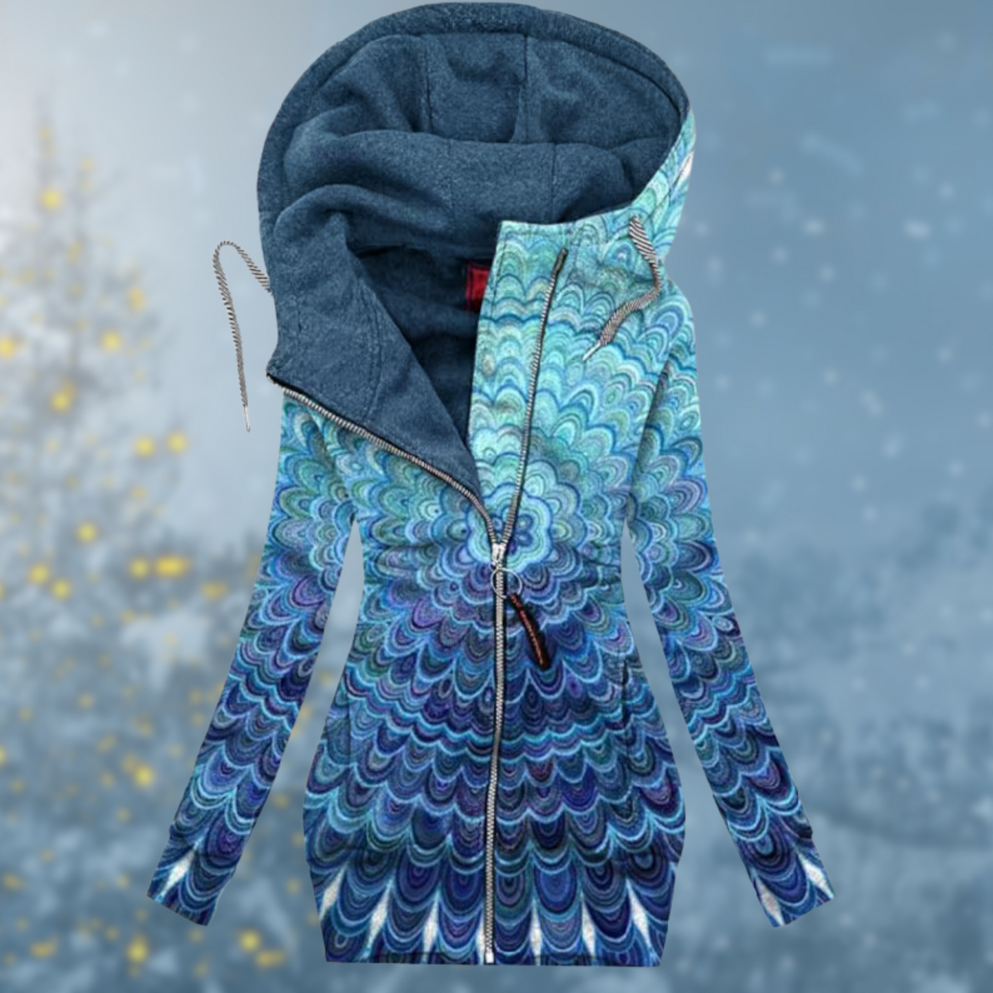 Women's waterproof winter sweater with adjustable hood, cozy fit, weather-resistant everyday style