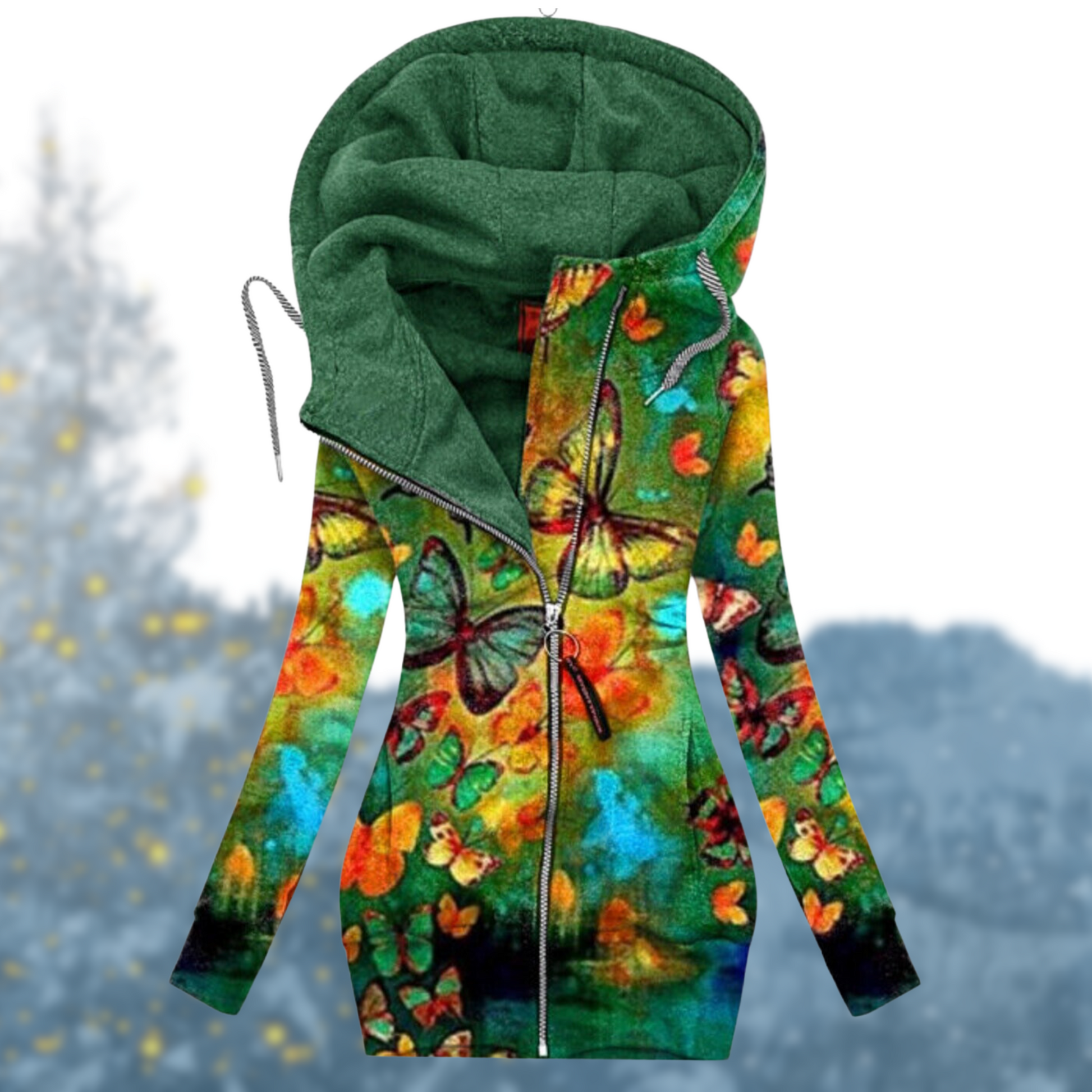 Women's waterproof winter sweater with adjustable hood, cozy fit, weather-resistant everyday layer