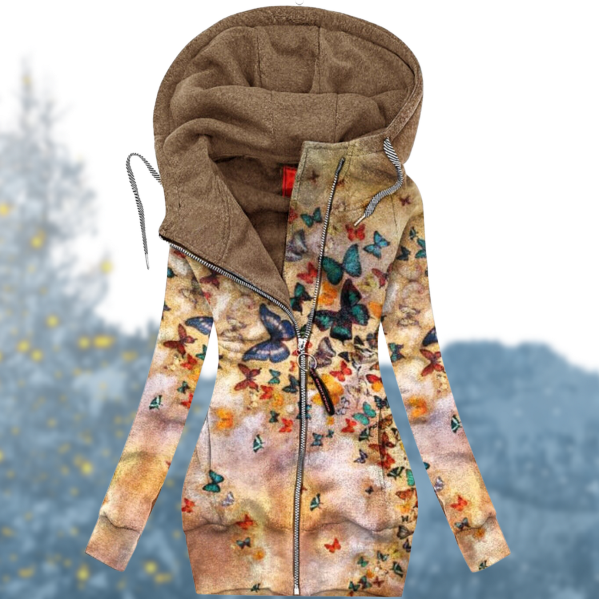 Women's waterproof winter sweater with adjustable hood, cozy fit, weather-resistant everyday style