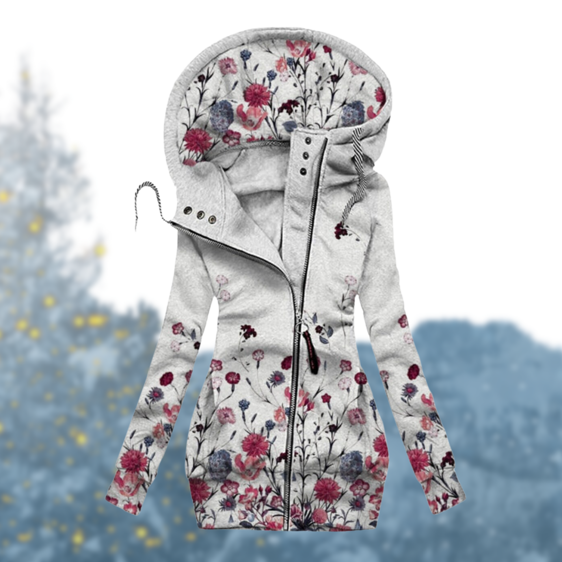 Women's waterproof winter sweater with adjustable hood, cozy fit, weather-resistant everyday layer