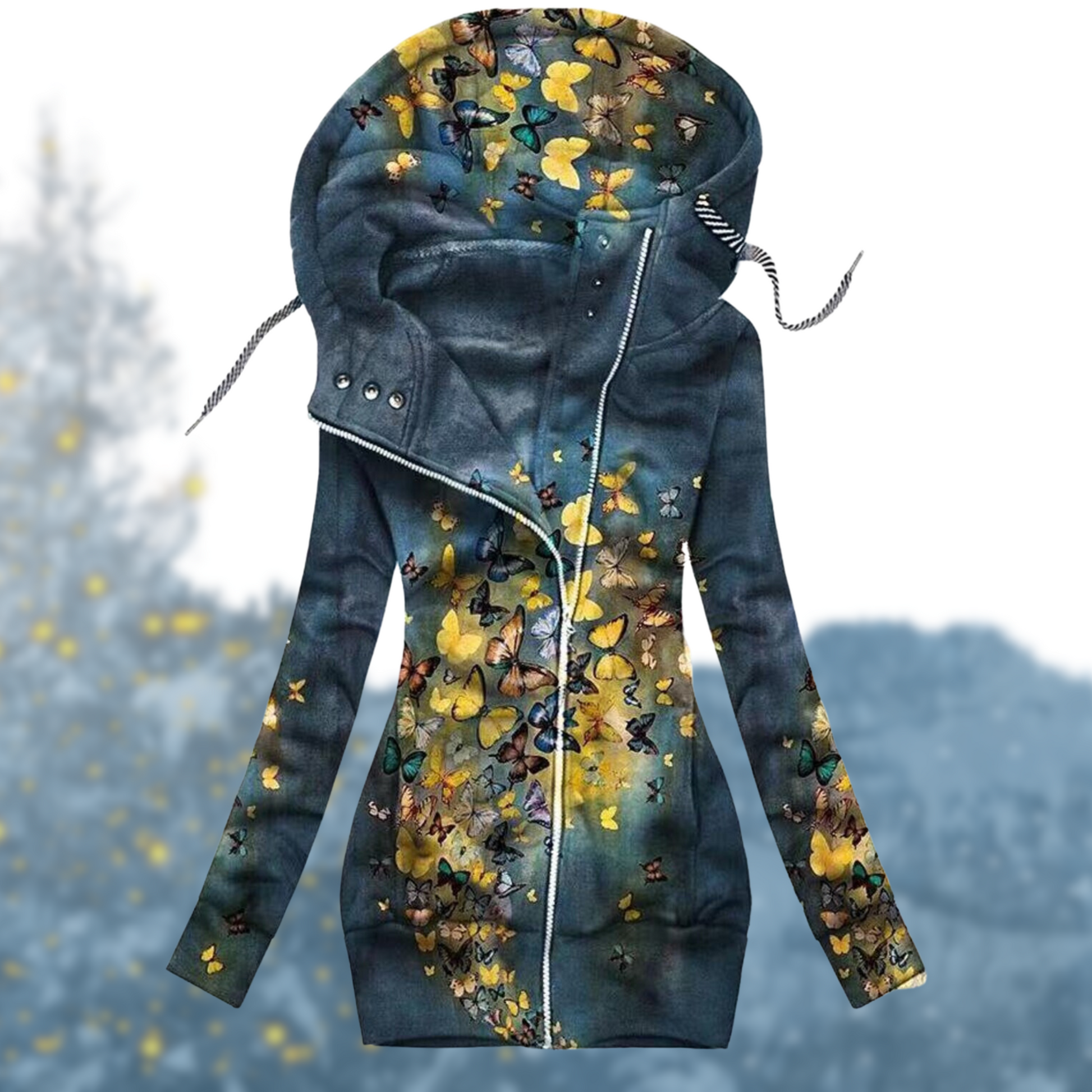 Women's waterproof winter sweater with adjustable hood, cozy weather-ready layering piece