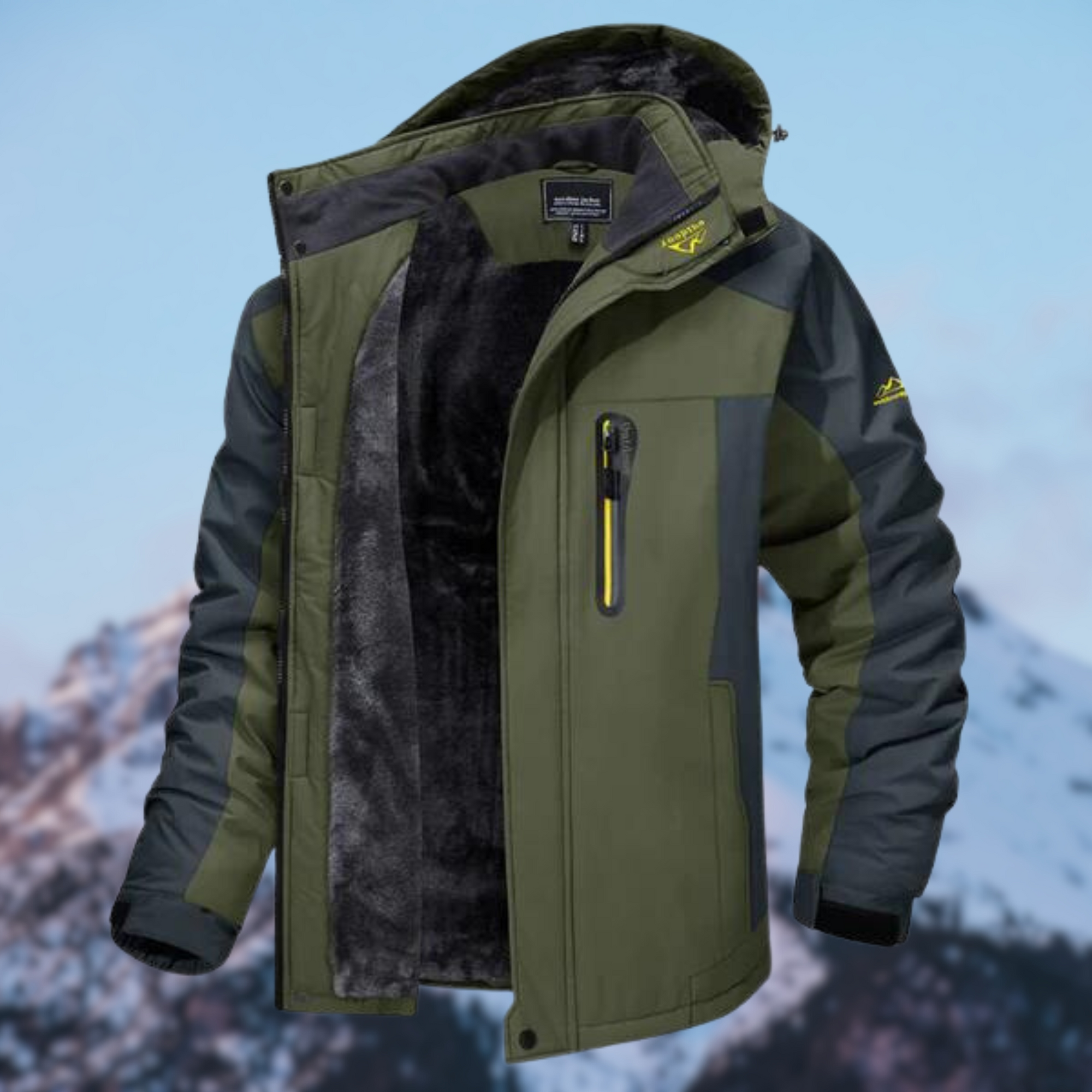 Men's hip-length winter jacket regular fit with soft fleece lining and side pockets for cold weather