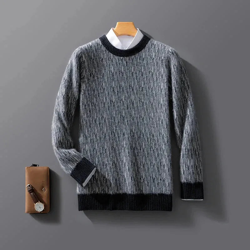 Women's ivory cashmere crewneck sweater, lightweight premium knit with luxuriously soft texture