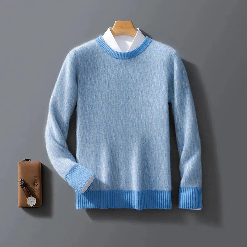Women's ivory cashmere crewneck sweater, lightweight premium knit with soft luxurious texture