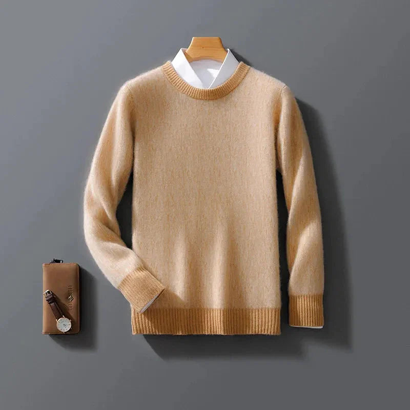 Women's ivory cashmere crewneck sweater lightweight premium knit soft luxurious fit