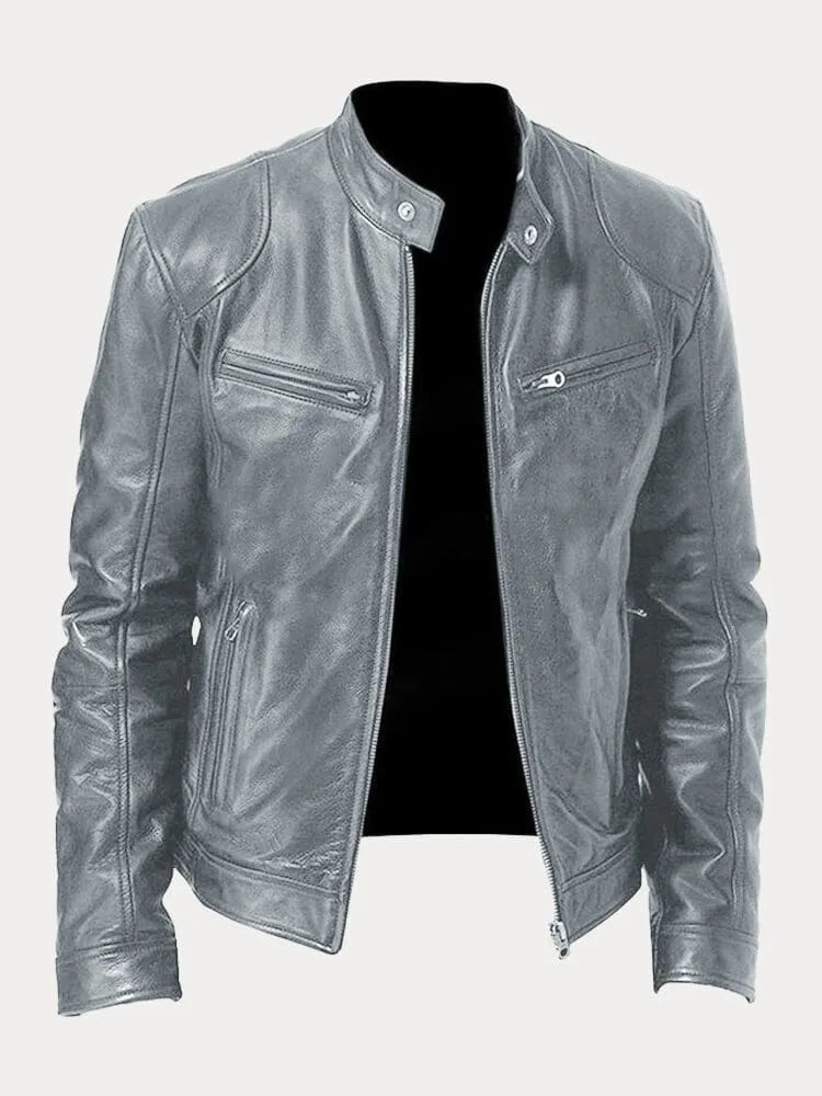 Men's loose fit padded jacket neutral tone adjustable cuffs lightweight warm layering essential
