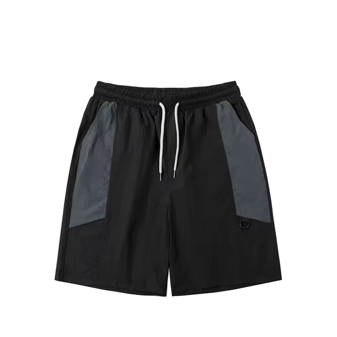 Men's neutral nylon shorts elastic drawstring waist subtle sheen smooth flexible everyday fit