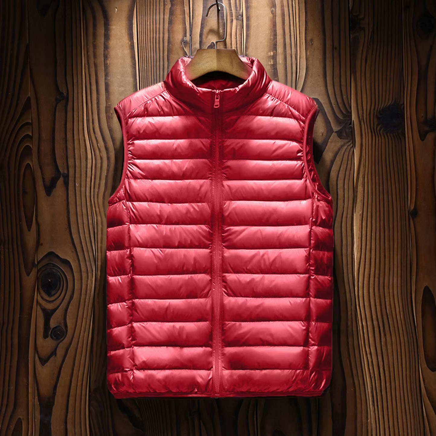 Men's lightweight padded V-neck vest with side pockets, slim-fit waistcoat for casual office wear