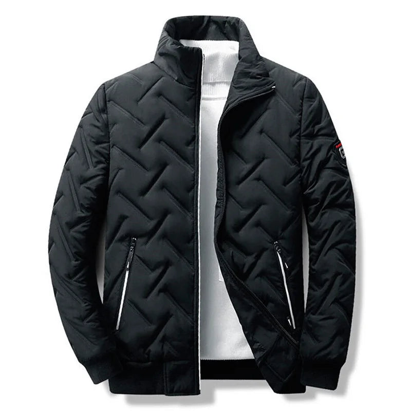 Men's quilted jacket lightweight comfort fit versatile outerwear with distinctive textured silhouette