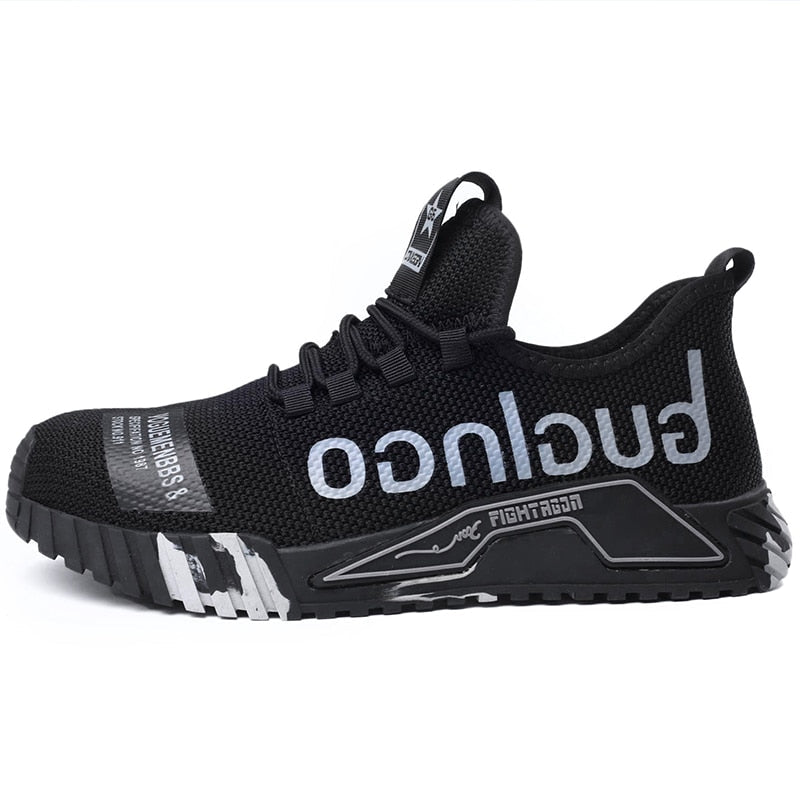 Men's steel toe safety work shoes black composite toe slip-resistant lightweight protective footwear