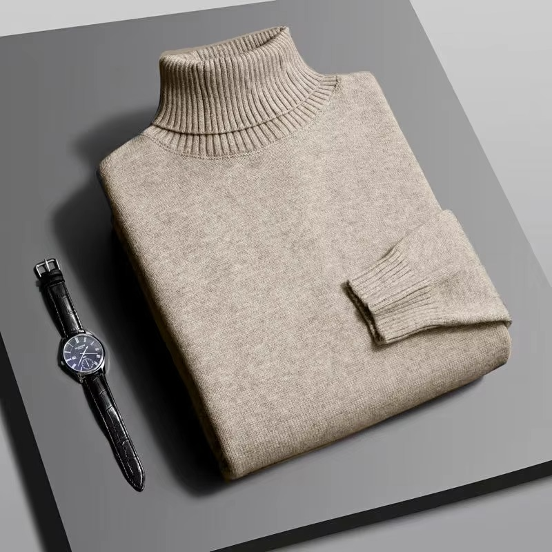 Men's slim fit knitted turtleneck sweater, anti-pilling acrylic blend for everyday warmth