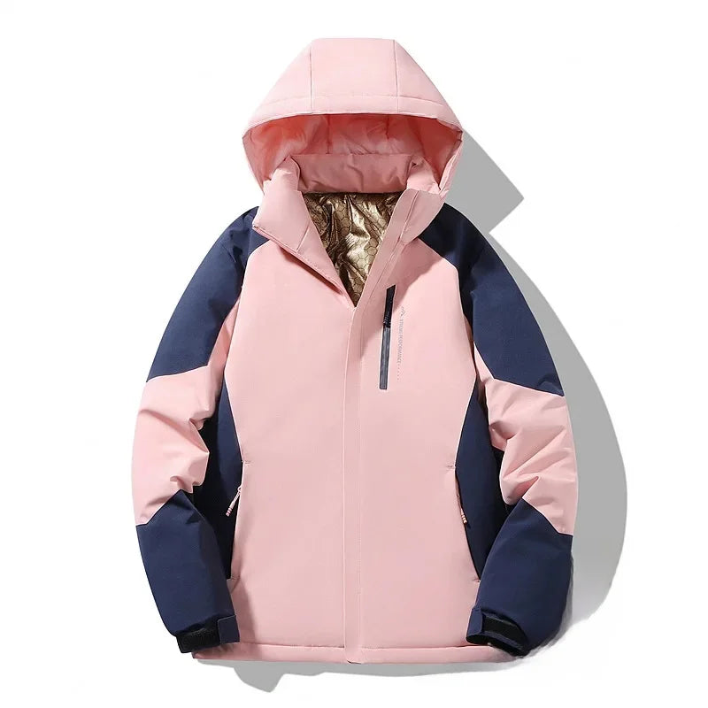 Women's colorblock ski jacket vibrant multi-tone structured fit winter outerwear for slopes and city
