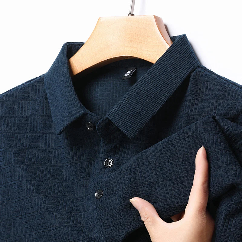 Men's Ray Weave polo shirt soft cotton blend breathable refined pattern business casual style