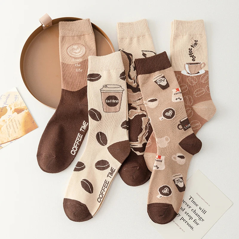 Coffee lovers crew socks cozy cotton blend playful coffee cup motif casual everyday design