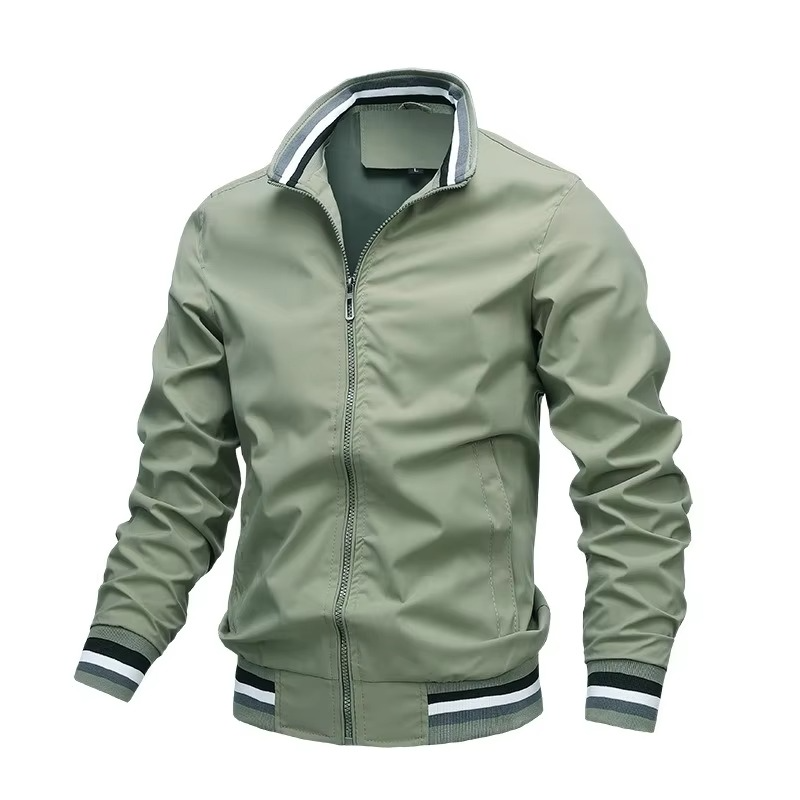 Men's waterproof windbreaker jacket stand collar zip-up modern silhouette autumn winter layer