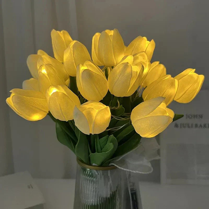 Portable LED tulip night light soft ambient glow bedroom kids room floral nature-inspired design