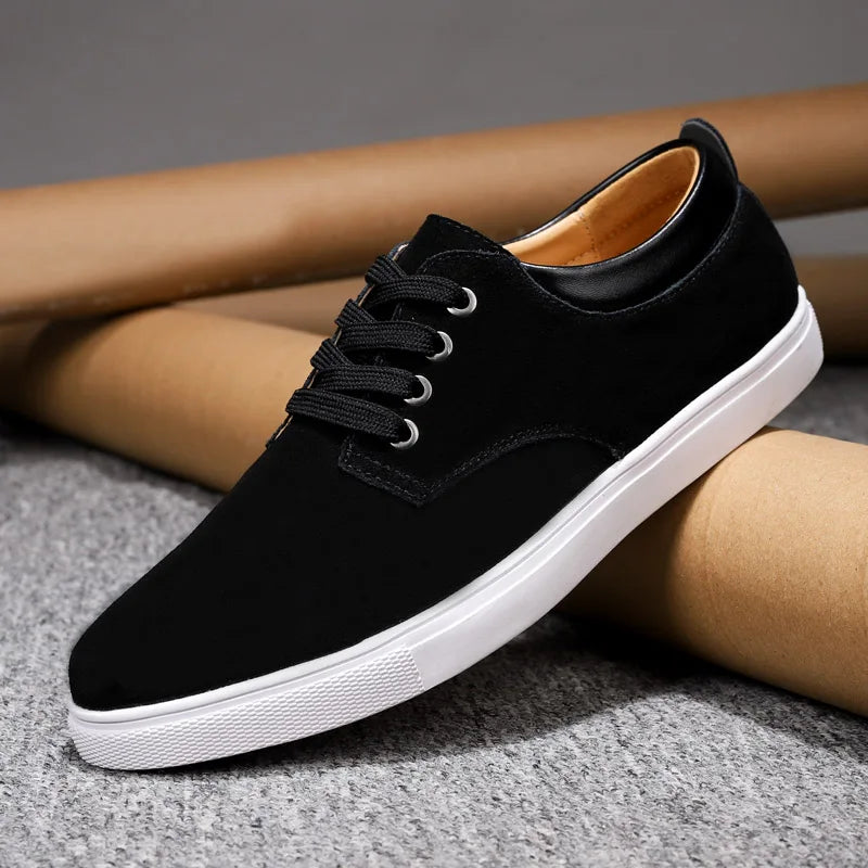 Men's suede lace-up shoes with cushioned insole and durable white rubber sole for everyday wear