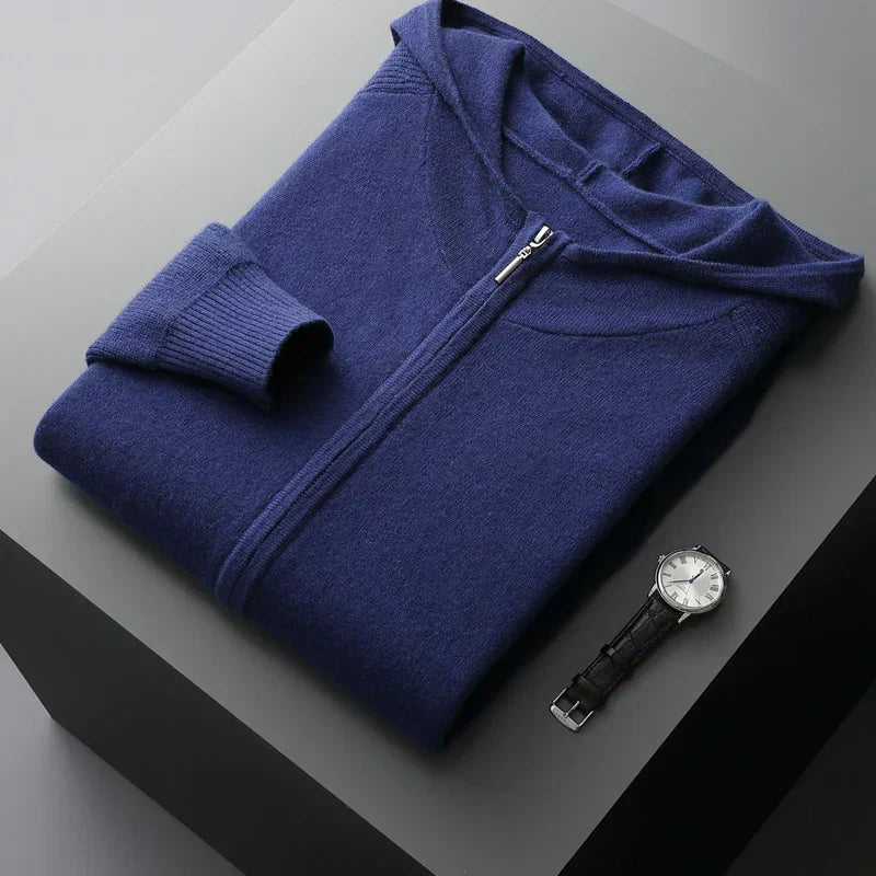 Heather gray wool-blend unisex jogging set with relaxed zip hoodie and cuffed pants nordic style